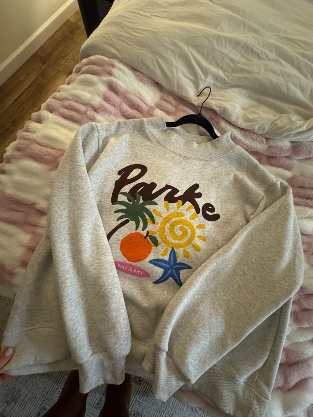 Parke Light Gray Graphic Crewneck Sweatshirt - Miami Print
worn only once!